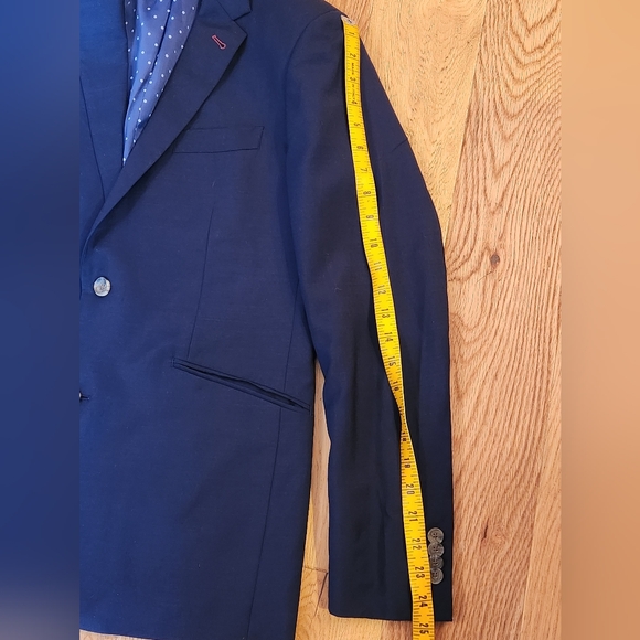 Indochino Wool Mohair Navy Suit Jacket Blazer sz 40R Pants sz 34 Two Button Blue - Picture 9 of 14